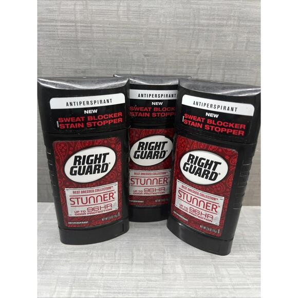 Lot of 3 Right Guard Stunner Solid Stick Antiperspirant Deodorant 2.6 oz